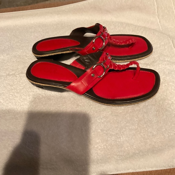 Cole Haan Nike Air Red Leather Sandal - Picture 1 of 8
